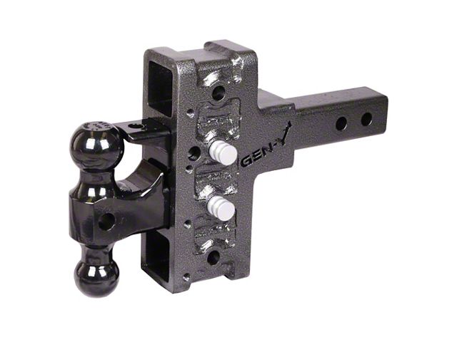 Gen-Y Hitch Mega-Duty 16K Adjustable 2-Inch Receiver Hitch Dual-Ball Mount with Pintle Lock; 5-Inch Offset Drop (Universal; Some Adaptation May Be Required)