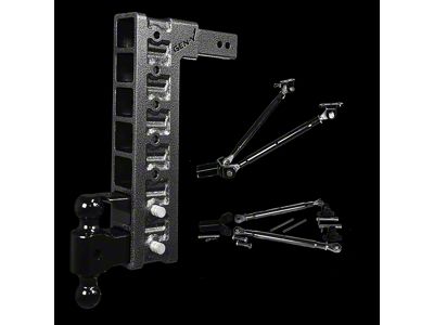 Gen-Y Hitch Mega-Duty 21K Adjustable 2.50-Inch Receiver Hitch Dual-Ball Mount with Pintle Lock and Stabilizer Bars; 18-Inch Drop (Universal; Some Adaptation May Be Required)