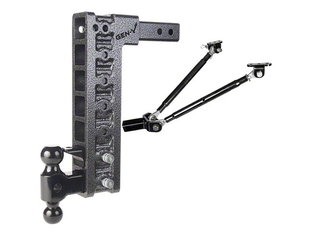 Gen-Y Hitch Mega-Duty 16K Adjustable 2-Inch Receiver Hitch Dual-Ball Mount with Pintle Lock and Stabilizer Bars; 15-Inch Drop (Universal; Some Adaptation May Be Required)
