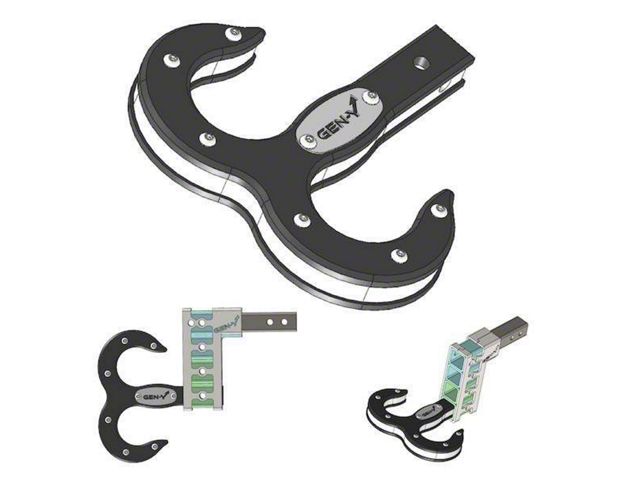 Gen-Y Hitch Tow Hook 2-Inch Receiver Hitch Step; Black/White (Universal; Some Adaptation May Be Required)