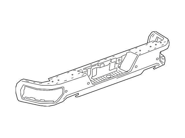 GM Rear Bumper Face Bar; Not Pre-Drilled for Backup Sensors; Primered (19-24 Sierra 1500 w/ Factory Dual Exhaust)