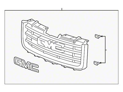 GM Grille; Assembly; Chrome; Without Appearance Package (07-13 Sierra 1500)