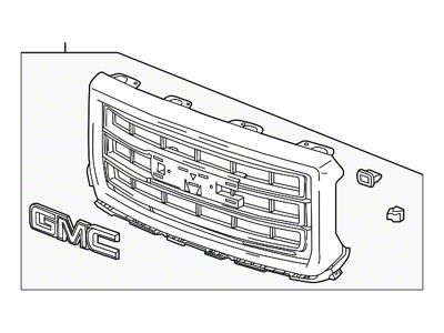 GM Grille; Without All Terrain Package and Z71 Package; Assembly (14-15 Sierra 1500)