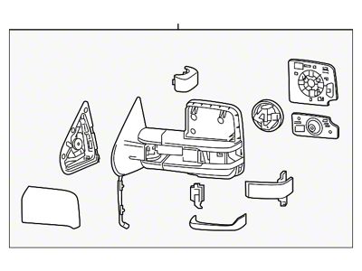 GM Door Mirror Set; Left; Trailer Tow Type; Without Signal Lamps; Man-Folding; Assembly; Chrome (15-19 Sierra 3500 HD)