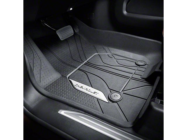 GM All-Weather Front Floor Liners with Chevrolet Logo; Black (19-23 Silverado 1500 Double Cab)
