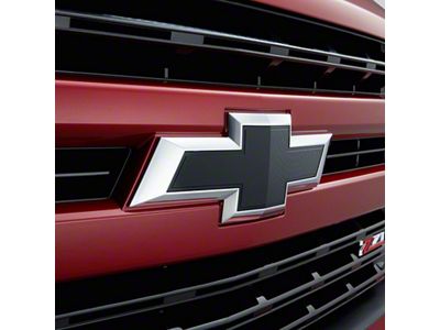 GM Front Bowtie Emblem; Black and Chrome (19-25 Silverado 1500)