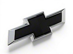 Front Bowtie Emblem; Black and Chrome (19-26 Silverado 1500 Custom, Custom Trail Boss, WT)