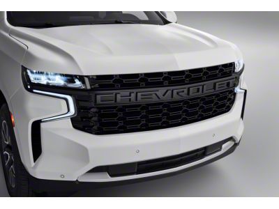 GM Upper Replacement Grille with Chevrolet Logo; Black (22-23 Tahoe)