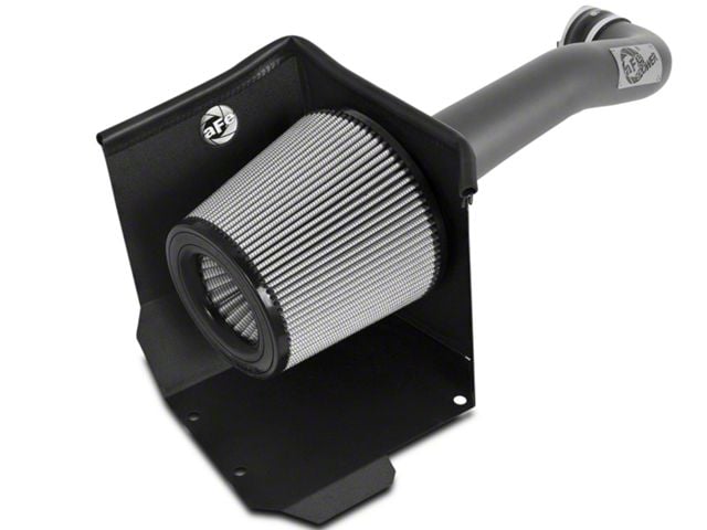 AFE Magnum FORCE Stage-2 Cold Air Intake with Pro DRY S Filter; Matte Gray (14-18 5.3L Sierra 1500 w/ Electric Cooling Fan)