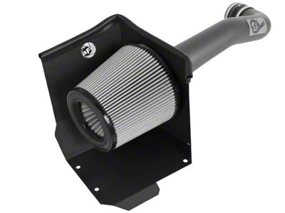 AFE Magnum FORCE Stage-2 Cold Air Intake with Pro DRY S Filter; Matte Gray (14-18 6.2L Sierra 1500 w/ Electric Cooling Fan)