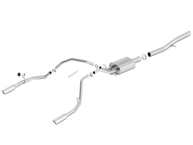 Borla Touring Dual Exhaust System with Polished Tips; Rear Exit (14-18 6.2L Sierra 1500)