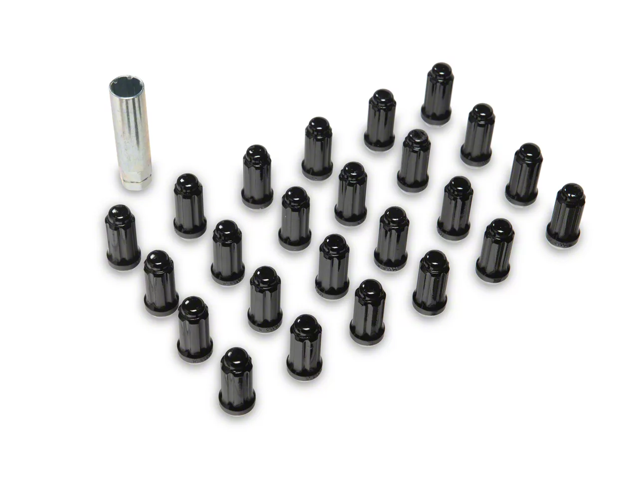 Sierra 1500 Black 6-Spline Lug Nut Kit; 14mm x 1.5; Set of