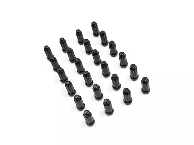 Black 6-Spline Lug Nut Kit; 14mm x 1.5; Set of 24 (07-24 Sierra 1500)