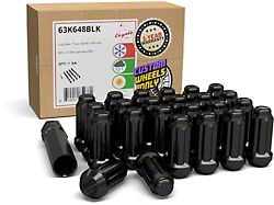Black 6-Spline Lug Nut Kit; 14mm x 1.5; Set of 24 (07-24 Sierra 1500)