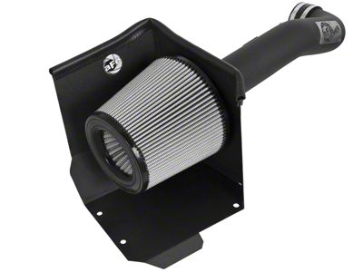 AFE Magnum FORCE Stage-2 Cold Air Intake with Pro DRY S Filter; Wrinkle Black (14-18 5.3L Sierra 1500 w/ Electric Cooling Fan)