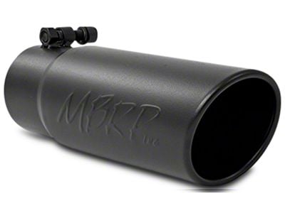 MBRP Angled Cut Rolled End Exhaust Tip; 3.50-Inch; Black (Fits 3-Inch Tailpipe)