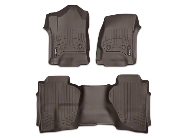 Weathertech DigitalFit Front and Rear Floor Liners; Cocoa (14-18 Sierra 1500 Double Cab, Crew Cab)