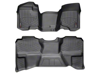 Weathertech DigitalFit Front Over the Hump and Rear Floor Liners; Black (07-13 Sierra 1500 Extended Cab, Crew Cab, Excluding Hybrid)