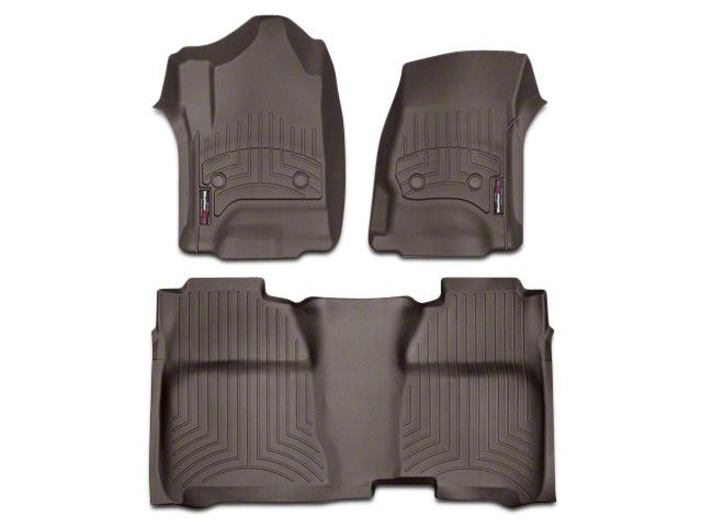 Weathertech DigitalFit Front and Rear Floor Liners with Underseat Coverage; Cocoa (14-18 Sierra 1500 Crew Cab)