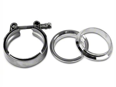 Granatelli Motor Sports 2.50-Inch Mating Male to Female Interlocking Flange with V-Band Exhaust Clamp; Mild Steel (Universal; Some Adaptation May Be Required)