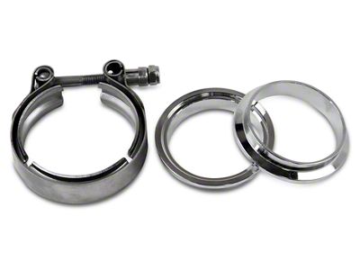 Granatelli Motor Sports 2.50-Inch Mating Male to Female Interlocking Flange with V-Band Exhaust Clamp; Mild Steel (Universal; Some Adaptation May Be Required)