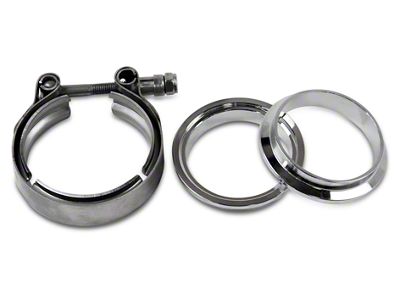 Granatelli Motor Sports 2.50-Inch Mating Male to Female Interlocking Flange with V-Band Exhaust Clamp; Stainless Steel (94-25 RAM 1500)