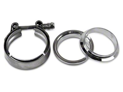 Granatelli Motor Sports 2.50-Inch Mating Male to Female Interlocking Flange with V-Band Exhaust Clamp; Stainless Steel (02-24 RAM 1500)