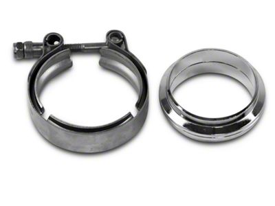 Granatelli Motor Sports 2.50-Inch Mating Flat Flange with V-Band Exhaust Clamp; Mild Steel (Universal; Some Adaptation May Be Required)