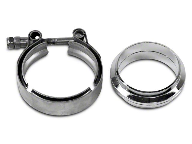 Granatelli Motor Sports 3-Inch Mating Flat Flange with V-Band Exhaust Clamp; Mild Steel (Universal; Some Adaptation May Be Required)
