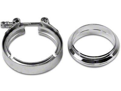 Granatelli Motor Sports 3-Inch Mating Flat Flange with V-Band Exhaust Clamp; Stainless Steel (Universal; Some Adaptation May Be Required)