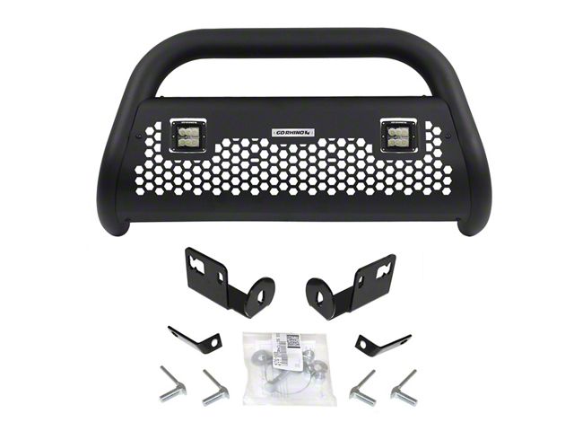 Go Rhino RC2 LR Bull Bar with Two 3-Inch Cube Lights; Textured Black (09-24 F-150, Excluding Raptor)