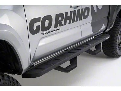 Go Rhino RB10 Running Boards with Drop Steps; Protective Bedliner Coating (04-14 F-150 SuperCrew)