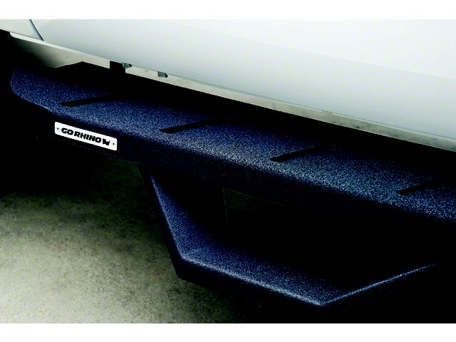 Go Rhino RB10 Running Boards with Drop Steps; Protective Bedliner Coating (17-24 F-350 Super Duty Regular Cab)