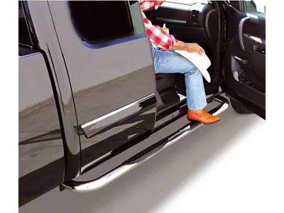 Go Rhino 3-Inch 4000 Series Side Step Bars; Polished (15-18 RAM 1500 Quad Cab)