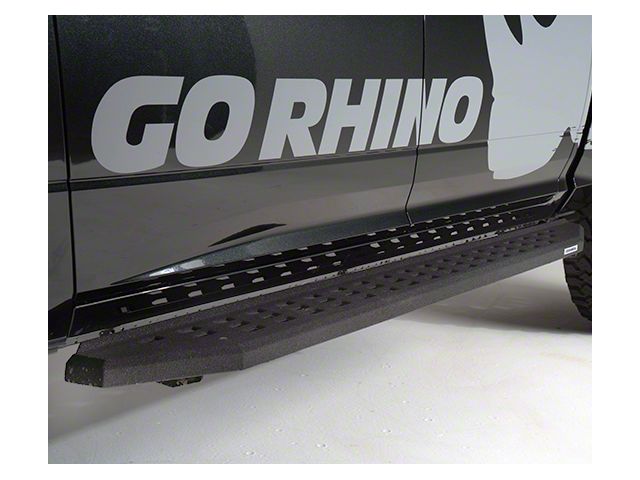 Go Rhino RB20 Running Boards with Drop Steps; Protective Bedliner Coating (19-24 RAM 1500 Crew Cab)