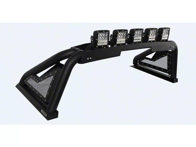 Go Rhino Sport Bar 2.0 Roll Bar with Power Actuated Retractable Light Mount; Textured Black (19-24 RAM 1500 w/o RAM Box)