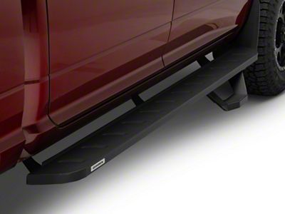Go Rhino RB10 Running Boards with Drop Steps; Textured Black (10-24 RAM 3500 Crew Cab)