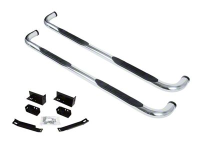 Go Rhino 3-Inch 4000 Series Cab Length Side Step Bars; Polished (14-18 Sierra 1500 Double Cab)