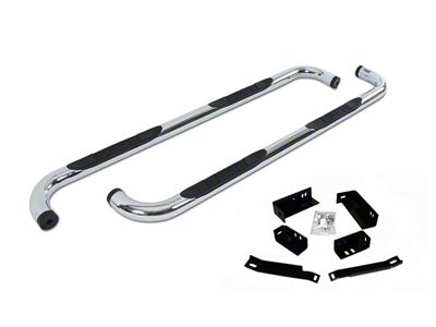 Go Rhino 4000 Series Cab Length Cab Length Side Step Bars; Chrome (14-18 Silverado 1500 Double Cab)
