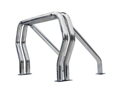 Go Rhino Double Bar/Single Kicker Bed Bar; Chrome (01-19 Silverado 2500 HD)