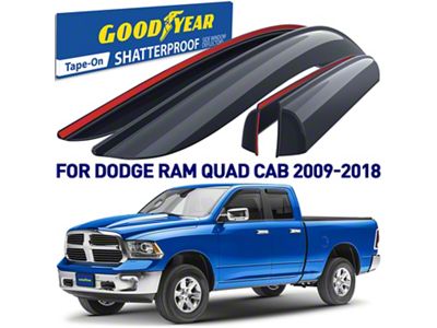 Goodyear Car Accessories Shatterproof Tape-On Window Deflectors (09-18 RAM 1500 Quad Cab)