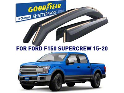Goodyear Car Accessories Shatterproof in-Channel Window Deflectors (15-20 F-150 SuperCrew)