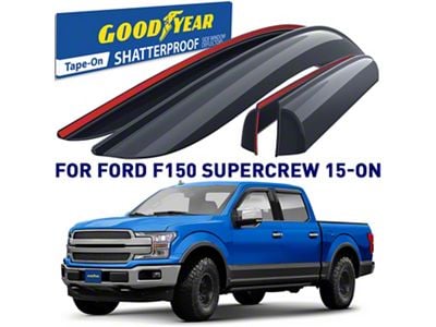 Goodyear Car Accessories Shatterproof Tape-On Window Deflectors (15-20 F-150 SuperCrew)