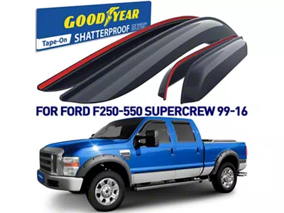 Goodyear Car Accessories Shatterproof Tape-On Window Deflectors (11-16 F-250 Super Duty SuperCrew)