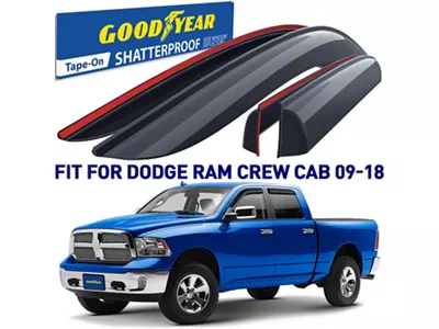 Goodyear Car Accessories Shatterproof Tape-On Window Deflectors (09-18 RAM 2500 Crew Cab)