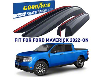 Goodyear Car Accessories Shatterproof Tape-On Window Deflectors (22-26 Maverick)