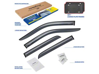 Goodyear Car Accessories Shatterproof Tape-On Window Deflectors (19-24 RAM 2500 Crew Cab, Mega Cab)