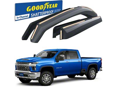 Goodyear Car Accessories Shatterproof Tape-On Window Deflectors (20-25 Sierra 3500 HD Crew Cab)