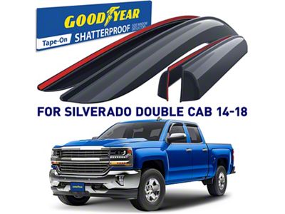 Goodyear Car Accessories Shatterproof Tape-On Window Deflectors (14-18 Silverado 1500 Crew Cab)