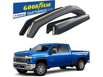 Goodyear Car Accessories Shatterproof Tape-On Window Deflectors (20-24 Silverado 3500 HD Crew Cab)